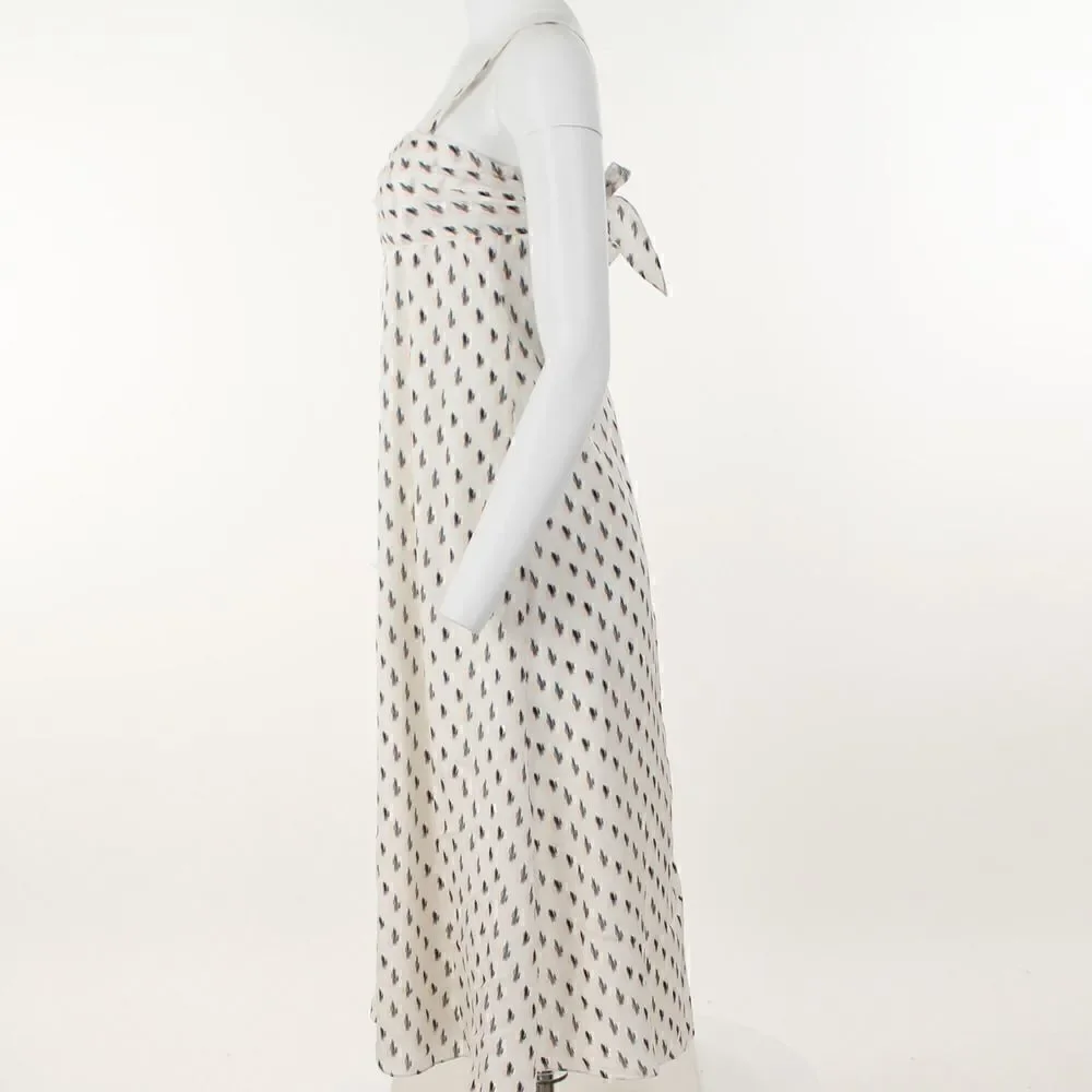 Theory Floral Ikat Print Silk Tie Back MIDI Dress - Picture 3 of 5